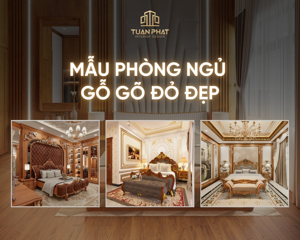mẫu phòng ngủ gỗ gõ đỏ đẹp