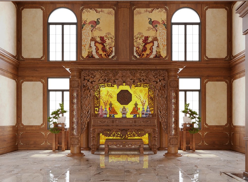 Showroom nội thất gỗ gõ đỏ