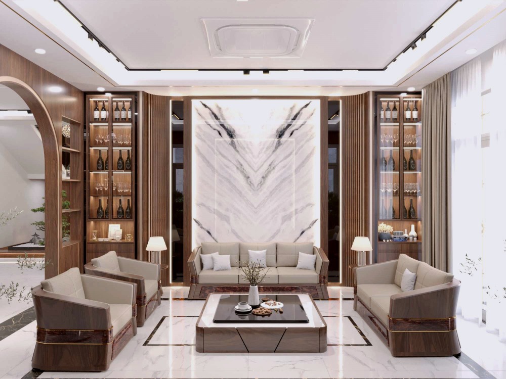 Sofa 3 chỗ gỗ óc chó