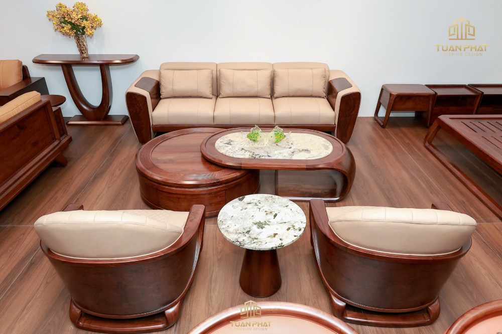 Sofa 3 chỗ gỗ óc chó