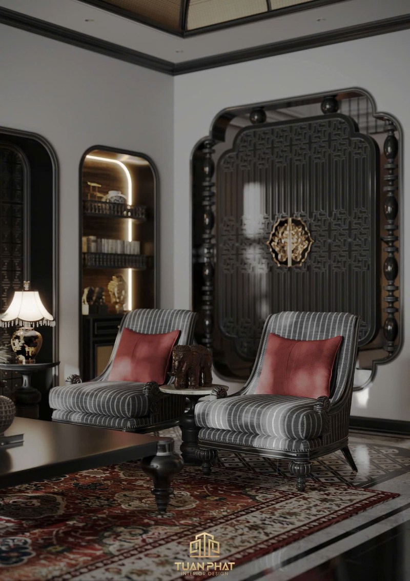 Sofa đơn gỗ công nghiệp Indochine