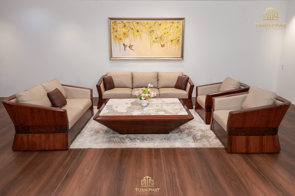 Sofa gỗ gõ đỏ phong cách hiện đại - SF60