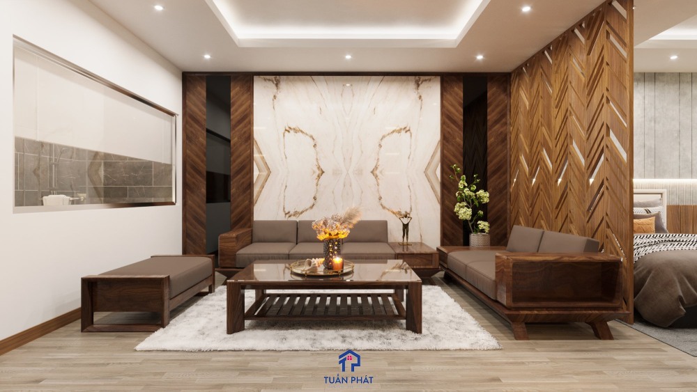 Sofa gỗ óc chó chữ U