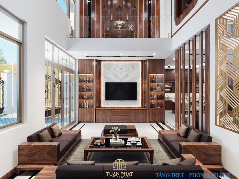Sofa gỗ óc chó hiện đại