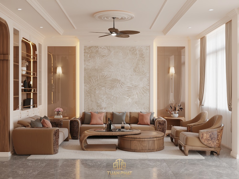 Sofa gỗ óc chó màu trung tính