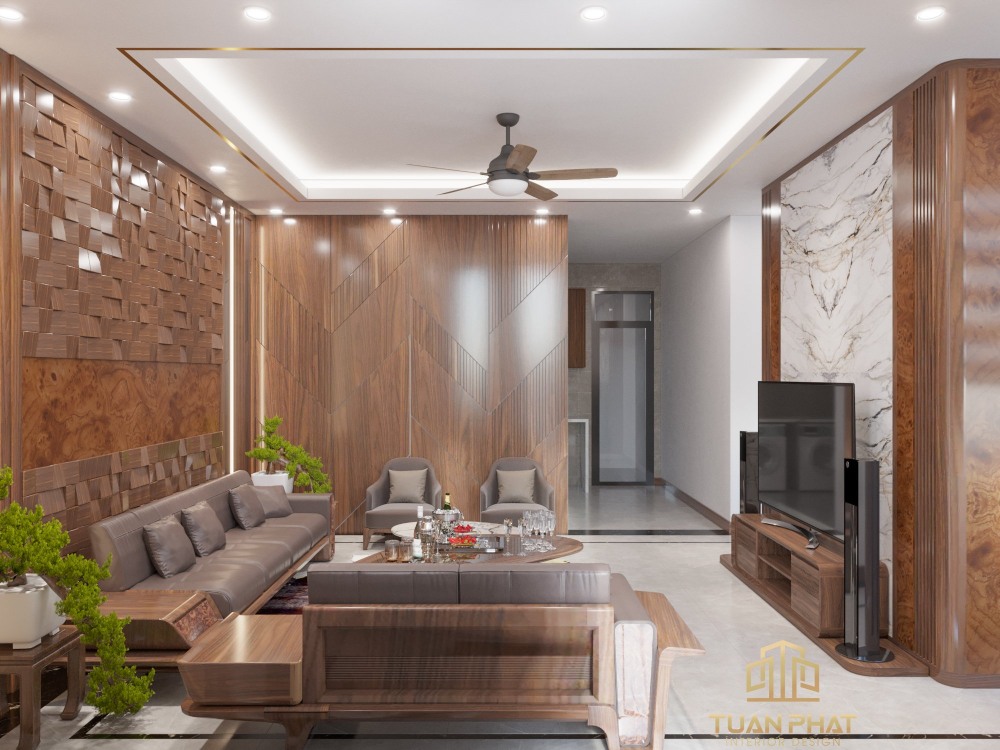 Sofa gỗ óc chó nâu sáng