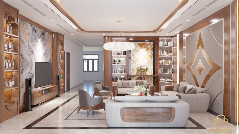 Sofa gỗ óc chó socola phối da
