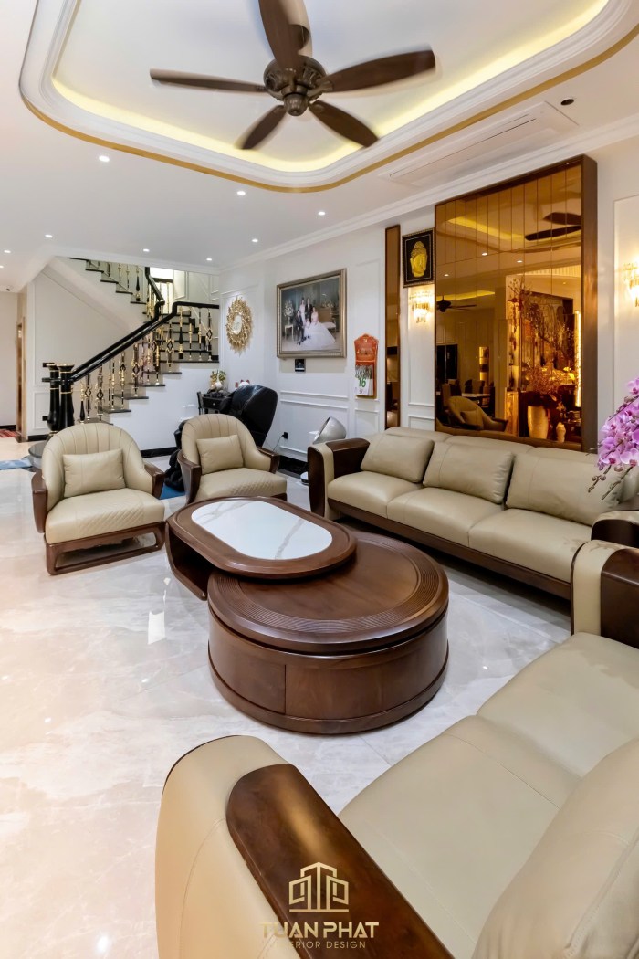 Sofa gỗ óc chó phối da SF36 3 Sofa gỗ óc chó nhà phố