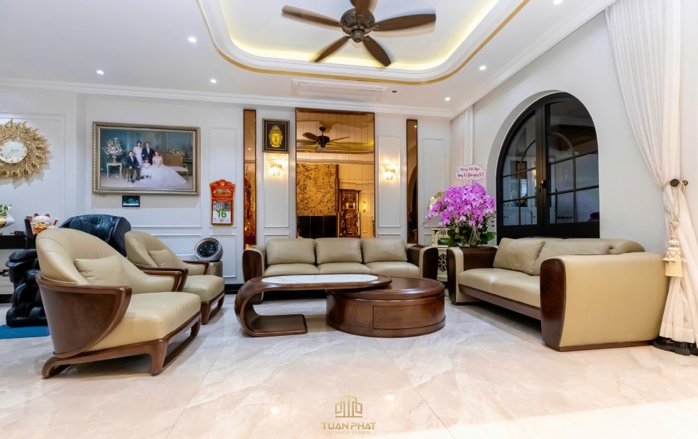 Sofa gỗ óc chó phối da SF36 4 Sofa gỗ óc chó nhà phố
