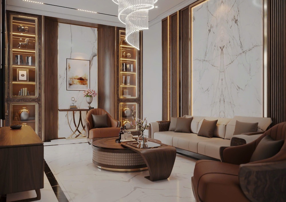 Sofa gỗ óc chó phối da