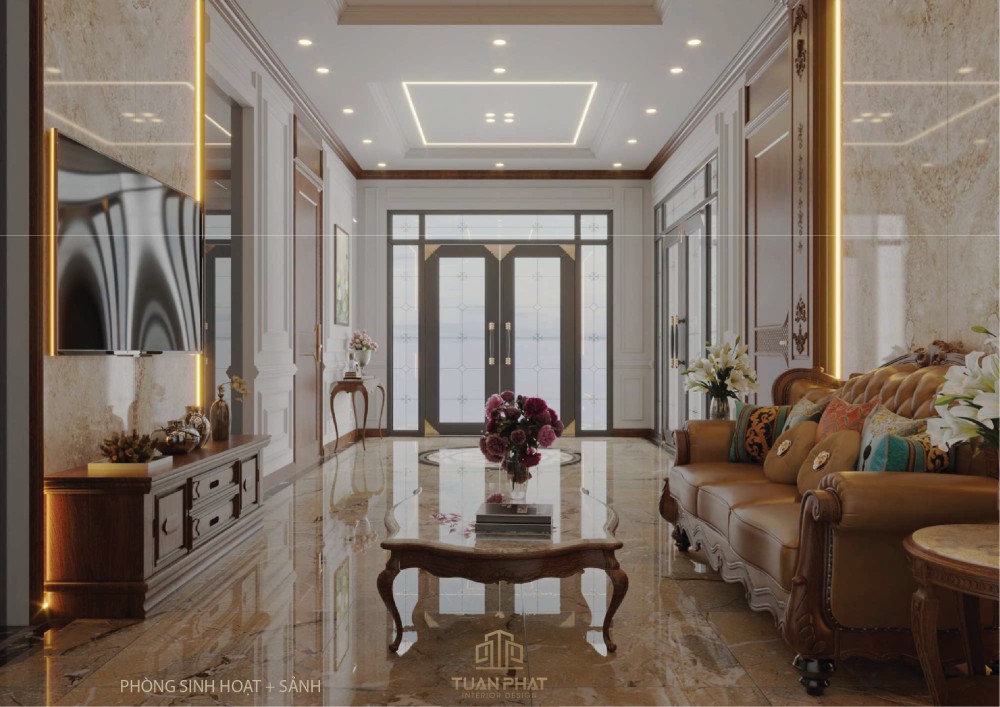Sofa gỗ óc chó tân cổ điển