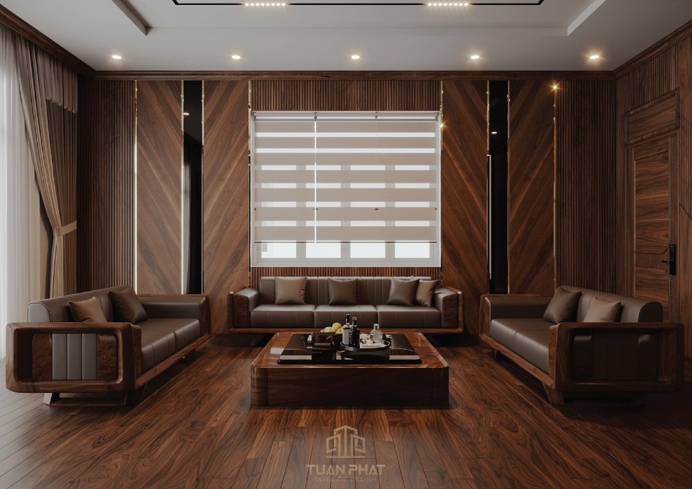 Sofa gỗ óc chó tối giản