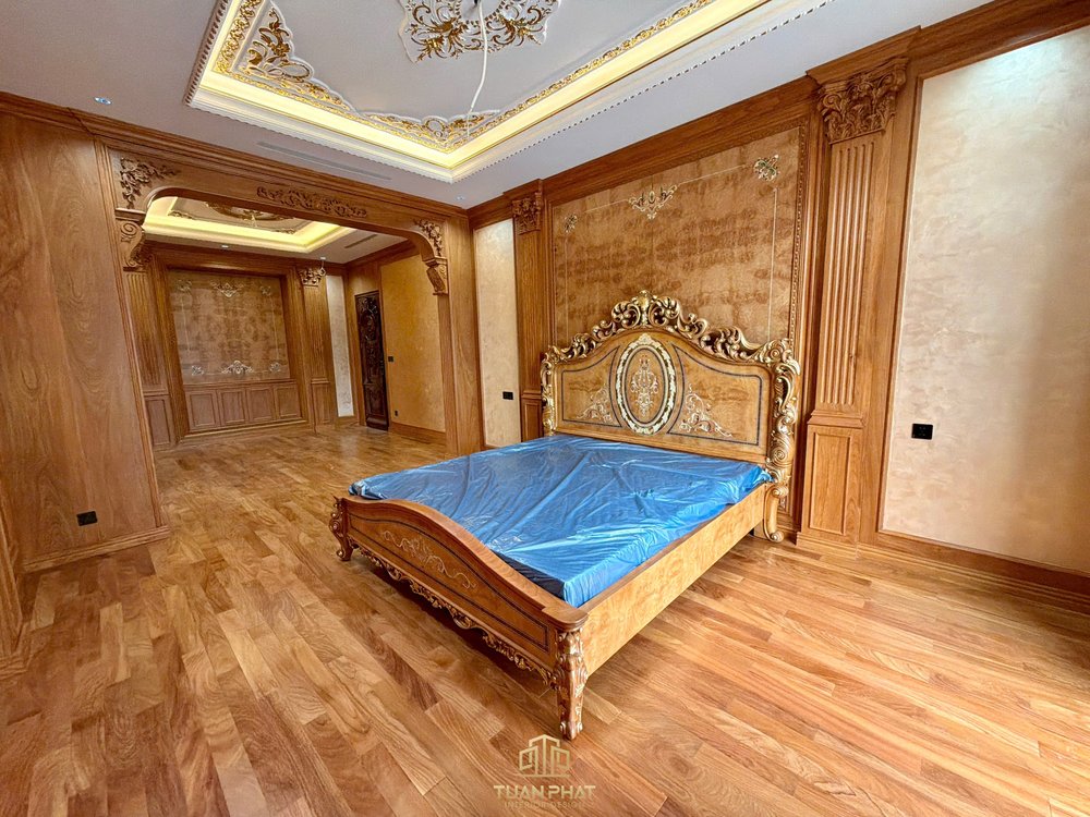 thi công nội thất gỗ gõ đỏ phòng ngủ master