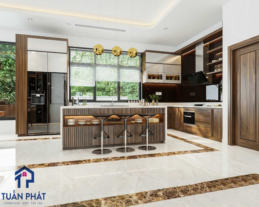 thi công nội thất phòng bếp bằng gỗ