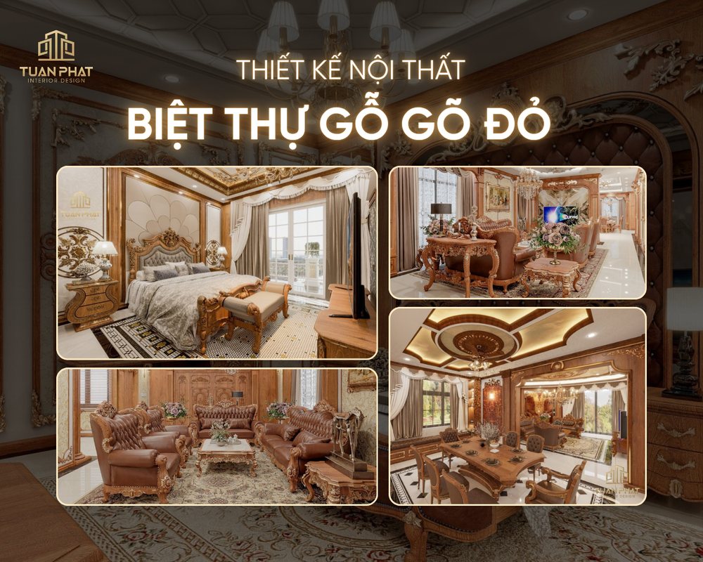thiết kế biệt thự gỗ gõ đỏ