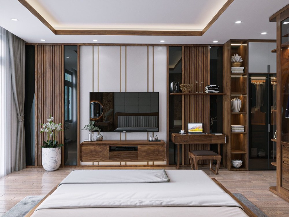 thiết kế nội thất phòng ngủ gỗ óc Quận 2
