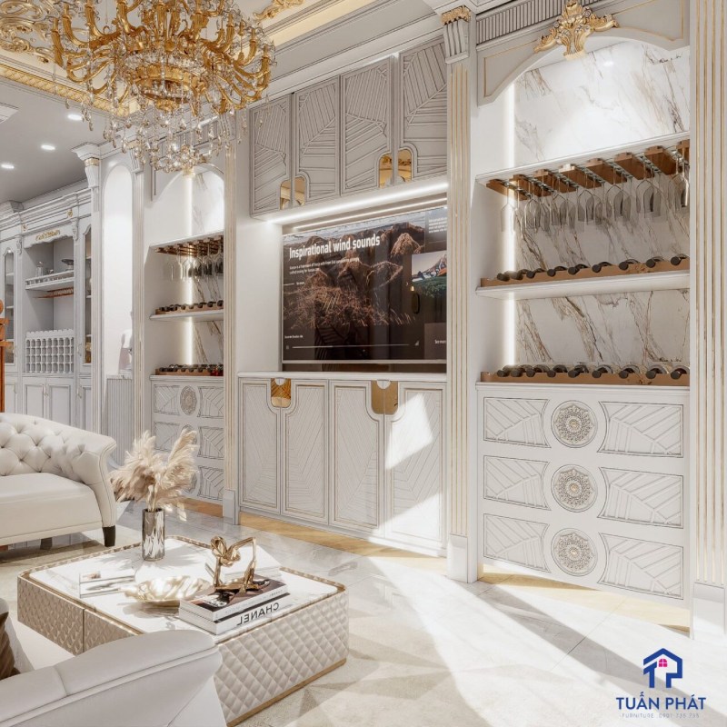 thiết kế phòng khách tân cổ điển