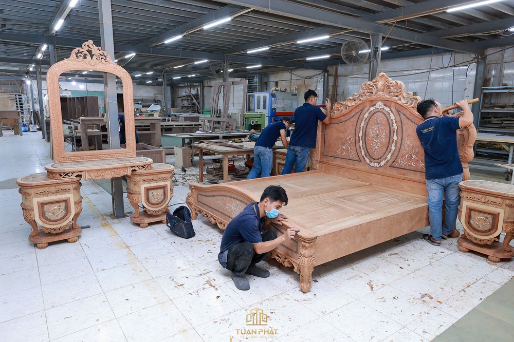 xưởng thiết kế nội thất phòng ngủ gỗ gõ đỏ
