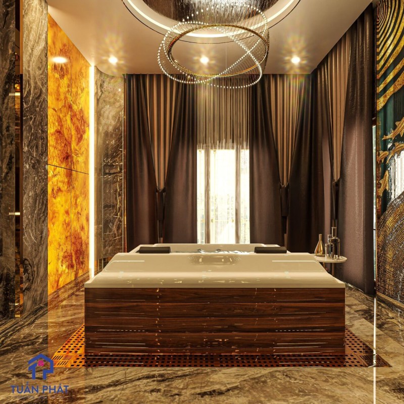 combo nội thất biệt thự gỗ óc chó luxury