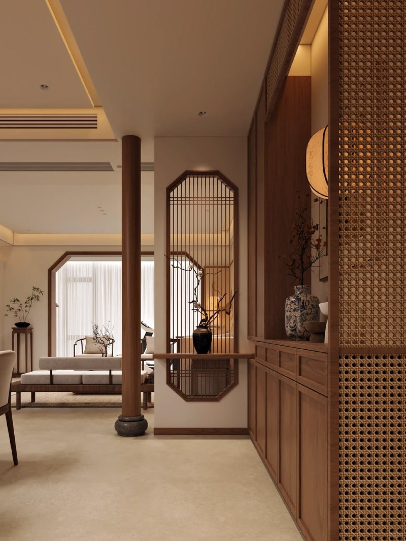 mẫu biệt thự Indochine gỗ óc chó tphcm