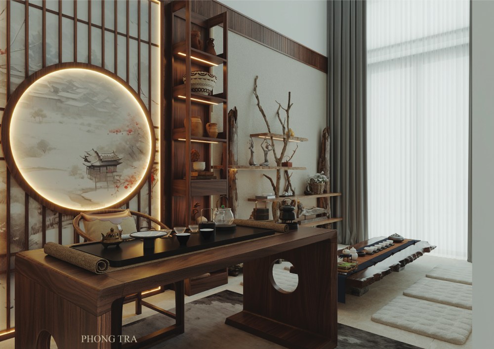 mẫu thiết kế biệt thự gỗ óc chó Indochine