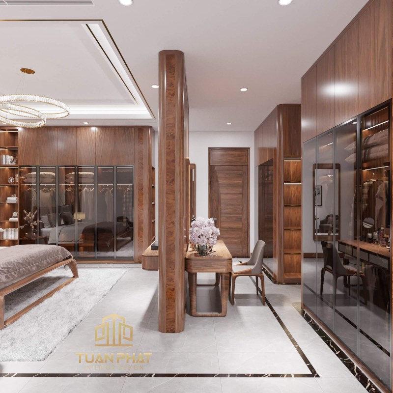 nội thất biệt thự gỗ óc chó long an