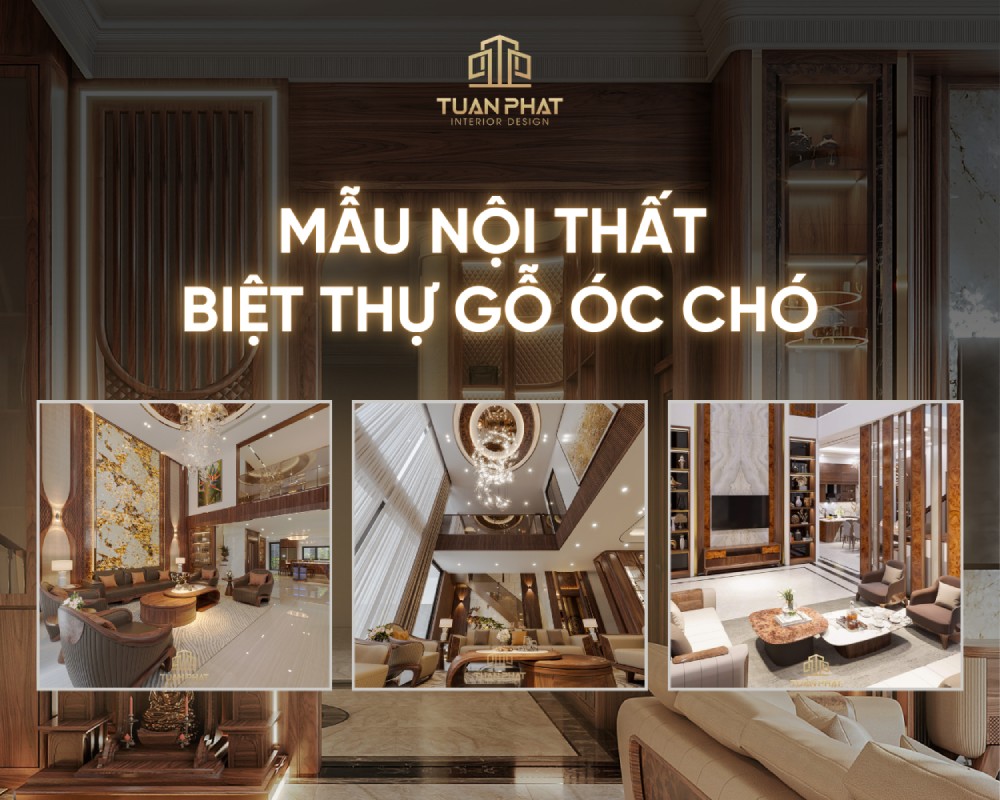 nội thất biệt thự gỗ óc chó