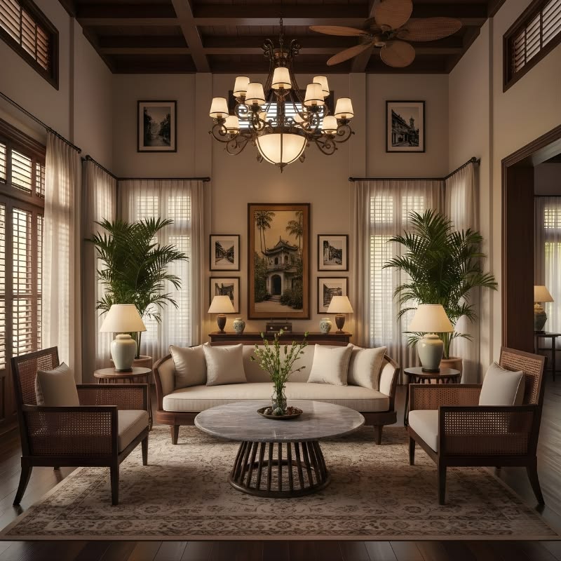 thiết kế biệt thự gỗ óc chó Indochine