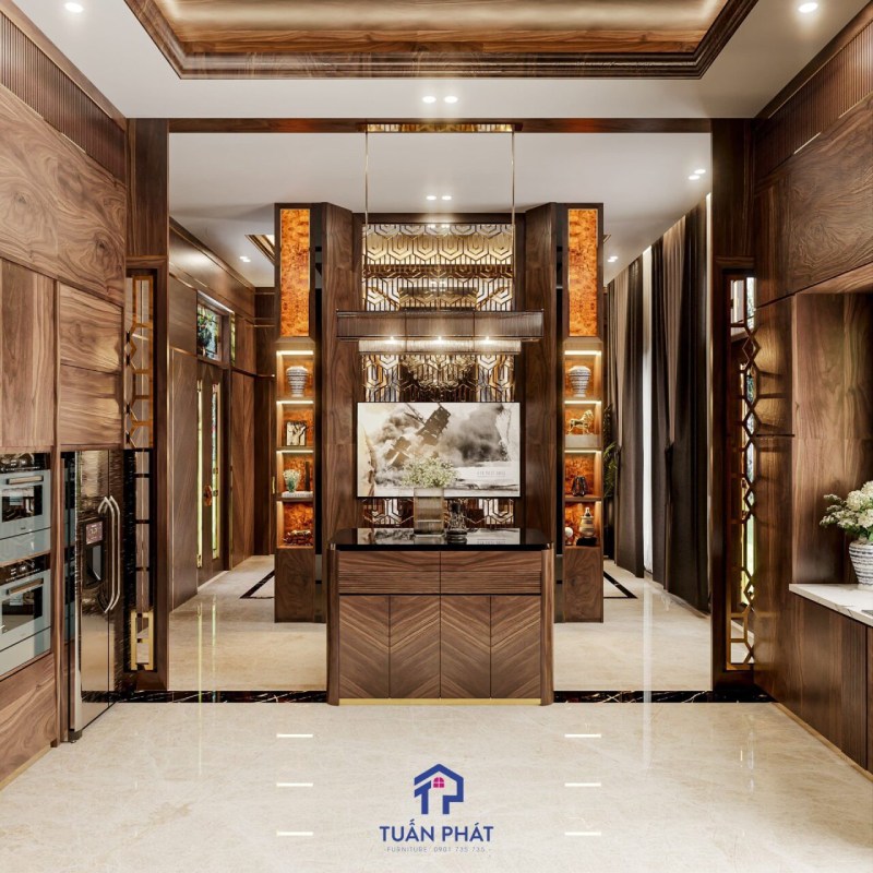 thiết kế biệt thự gỗ óc chó luxury
