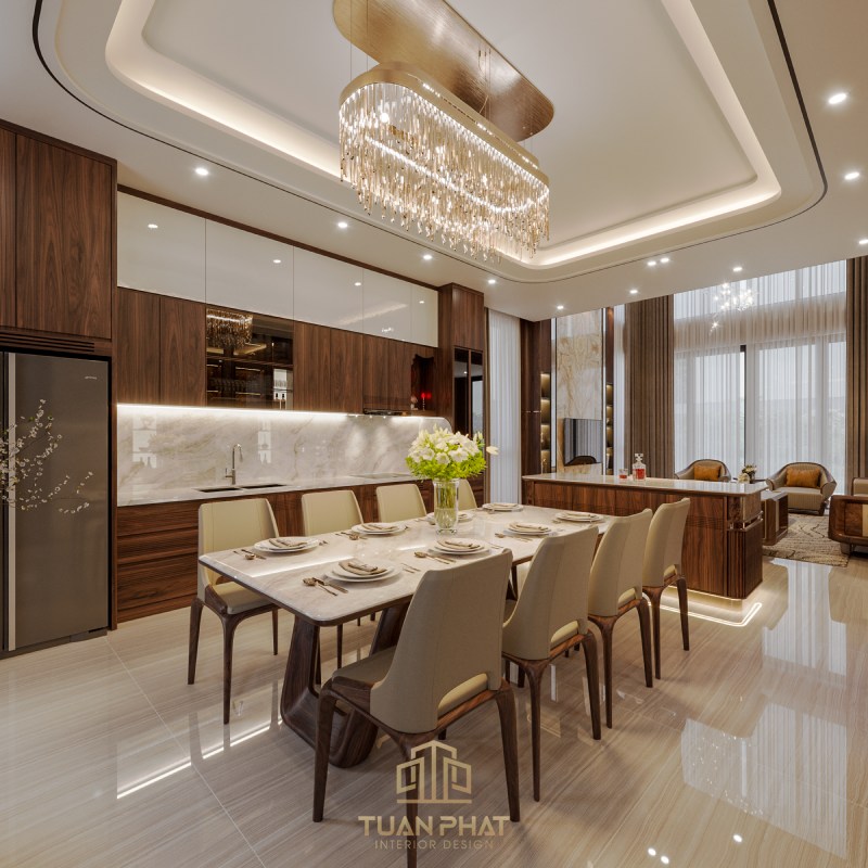 thiết kế nội thất phòng ăn biệt thự tphcm